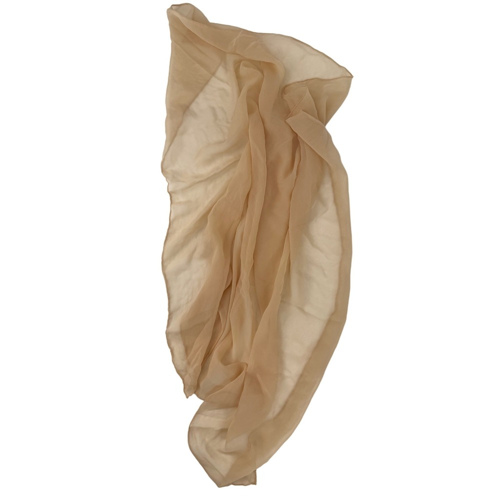 Vintage Beige 100% Silk Scarf Semi Sheer Vintage Hand Rolled Glentex 50's-60's